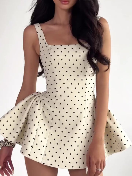 Polka Dot Strapless Waist Mini Dress